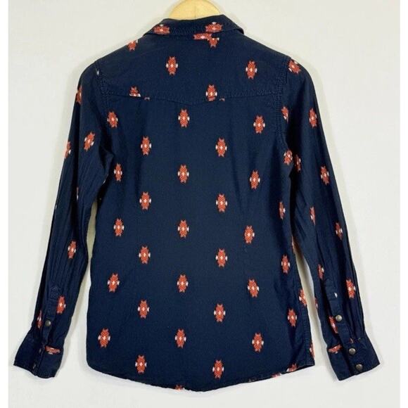 Ariat Real Western Womens Size Medium Blue Native Woven Pattern Long Sleeve Top - Picture 2 of 9